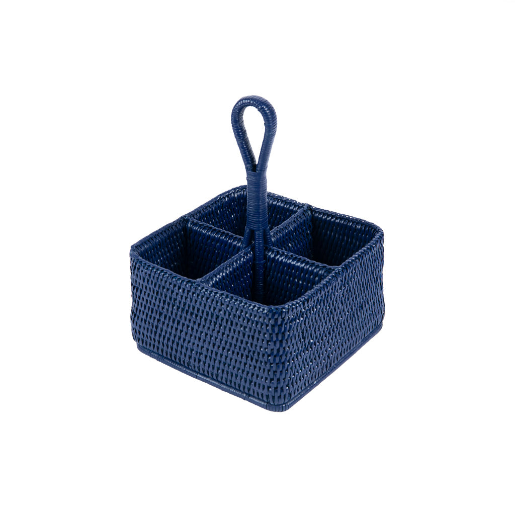 Rattan Lacivert Tezgah Üstü Çatal Bıçaklık