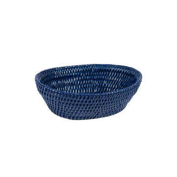 Rattan Lacivert Hasır Oval Ekmek Sepeti