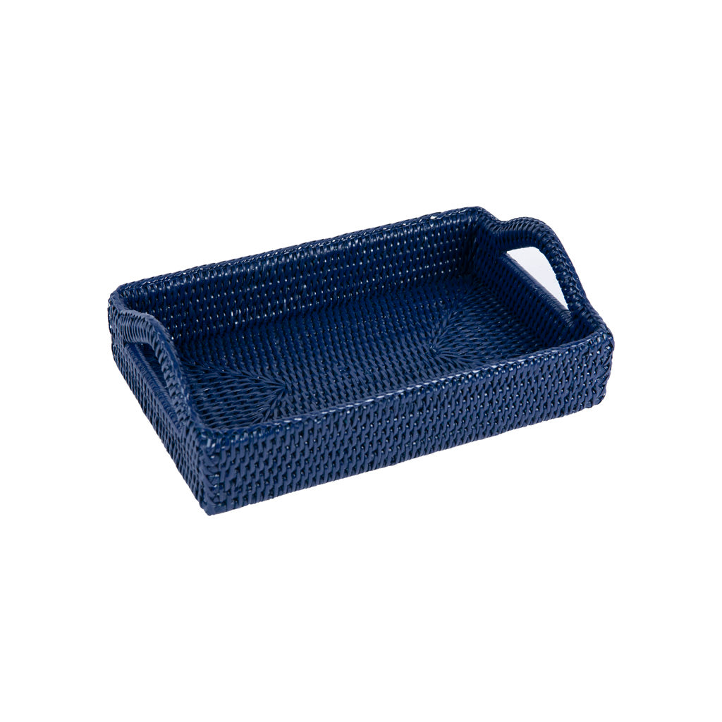 Rattan Lacivert Tepsi 28x18 cm