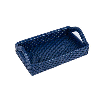 Rattan Lacivert Tepsi 26x17 cm