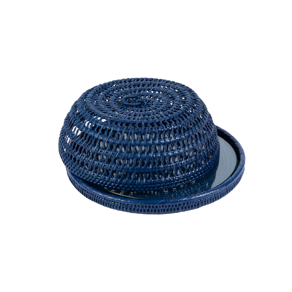 Rattan Lacivert Kapaklı Servis