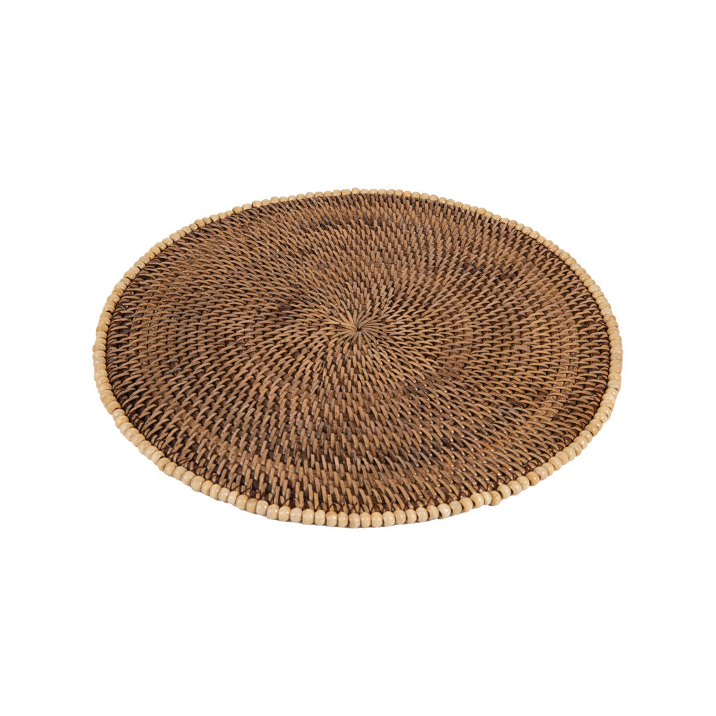 Rattan Naturel Boncuklu Hasır Amerikan Servis