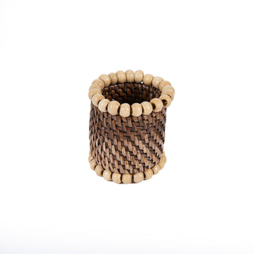 Rattan Naturel Boncuklu Peçete Halkası 4'lü Set