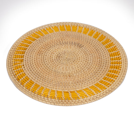 Rattan Sarı Bordürlü Rattan Amerikan Servis