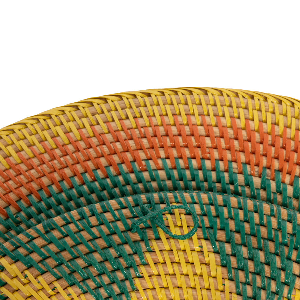 Rattan Sarı Turuncu Turkuaz Renkli Tepsi