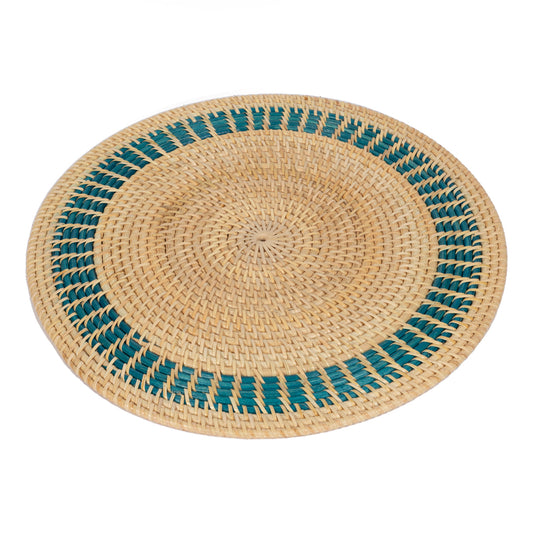 Rattan Turkuaz Bordürlü Rattan Amerikan Servis