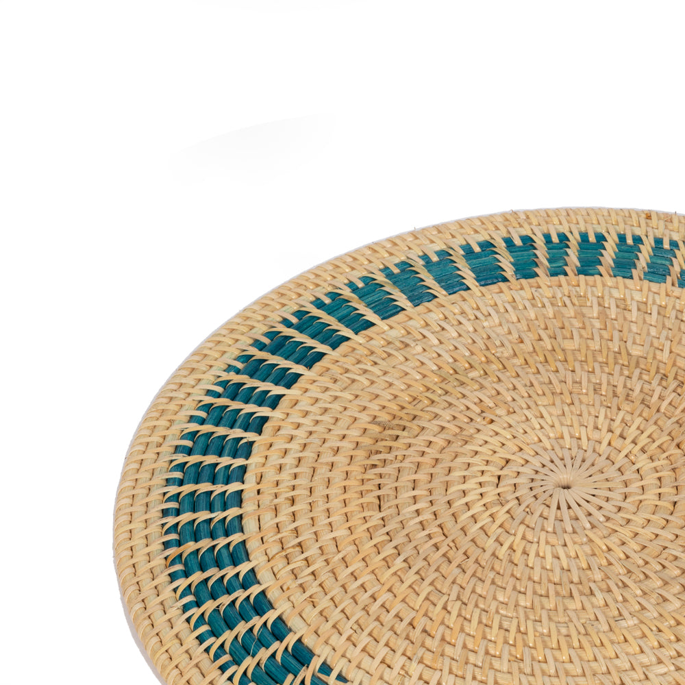 Rattan Turkuaz Bordürlü Rattan Amerikan Servis