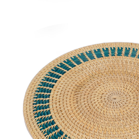 Rattan Turkuaz Bordürlü Rattan Amerikan Servis