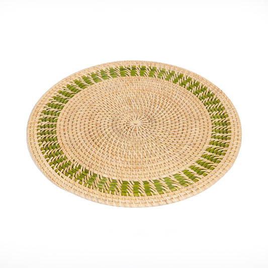 Rattan Yeşil Bordürlü Rattan Amerikan Servis