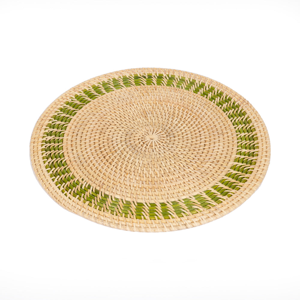 Rattan Yeşil Bordürlü Rattan Amerikan Servis