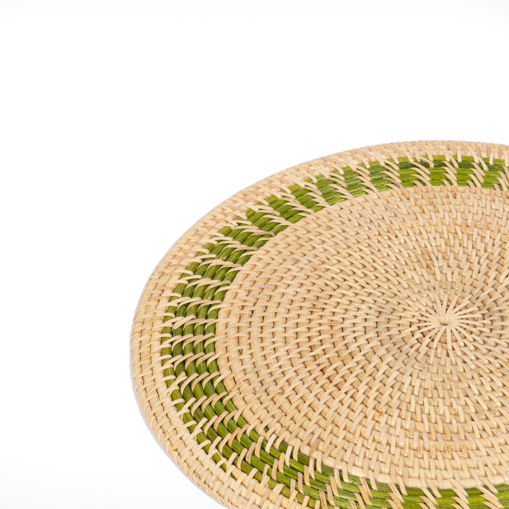 Rattan Yeşil Bordürlü Rattan Amerikan Servis