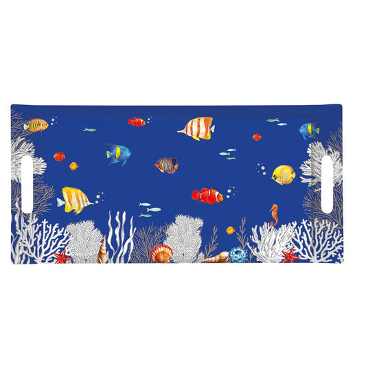 Aquarium Desenli Kulplu Tepsi