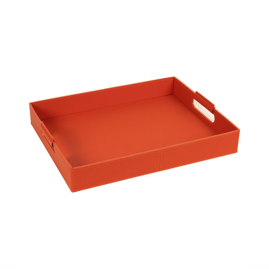 Ginepro Turuncu Deri Kulplu Tepsi 42x32 cm