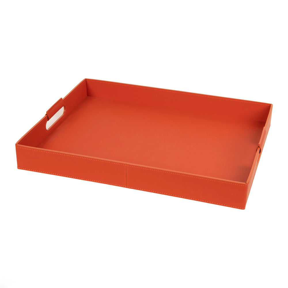Ginepro Turuncu Deri Kulplu Tepsi 50,5x39 cm