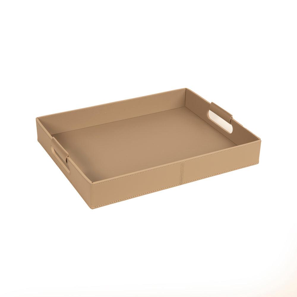 Ginepro Vizon Rengi Deri Kulplu Tepsi 41x32 cm