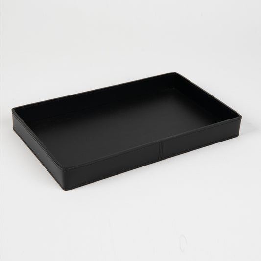 Omega Siyah Deri Dikdörtgen Tepsi