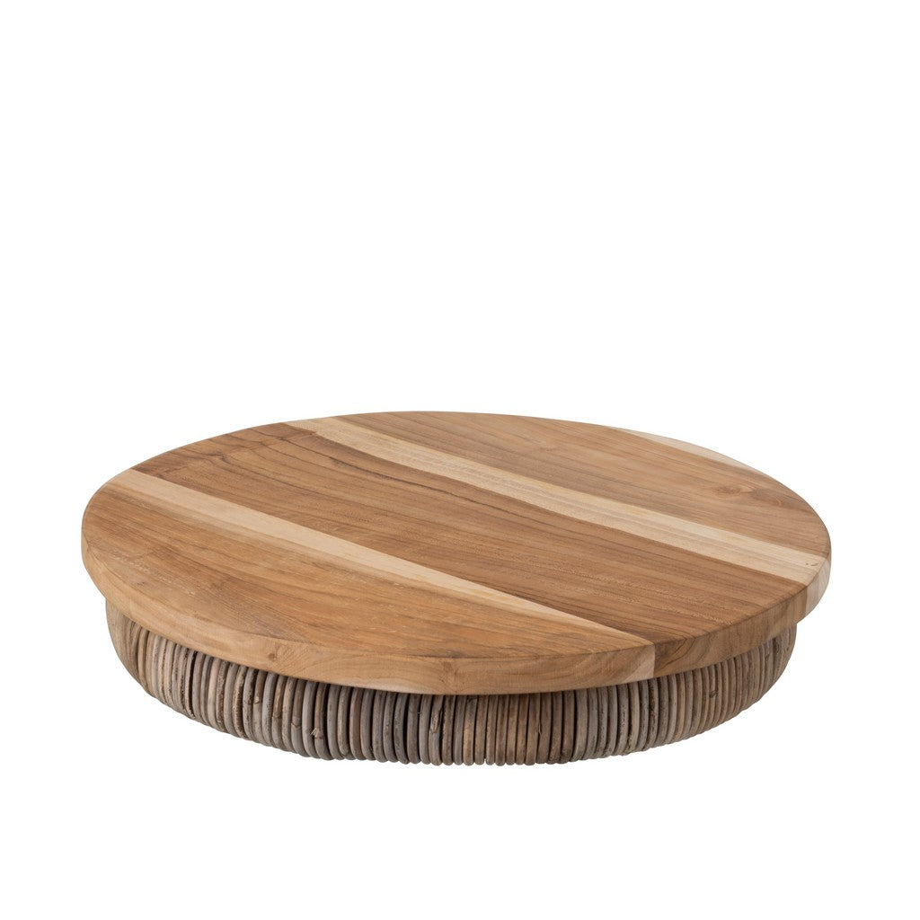 Altı Hasır Teak Ağacı Servis Tabağı