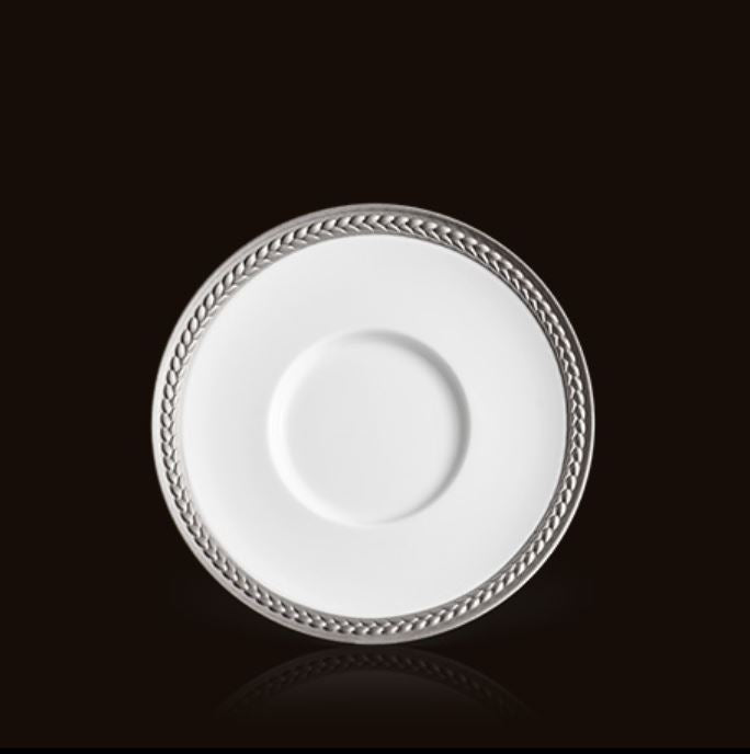Soie Tresse Platin Porselen Çay Fincanı Tabağı