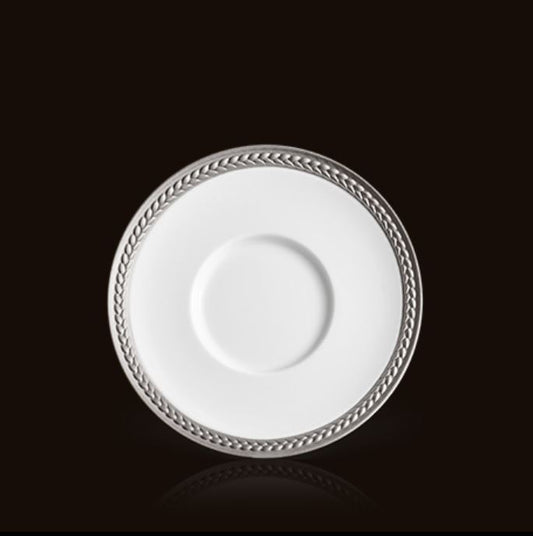 Soie Tresse Platin Porselen Çay Fincanı Tabağı