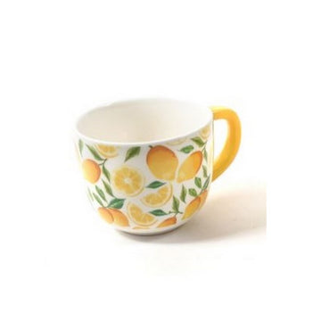 Limon Desenli Sarı Saplı Porselen Kupa