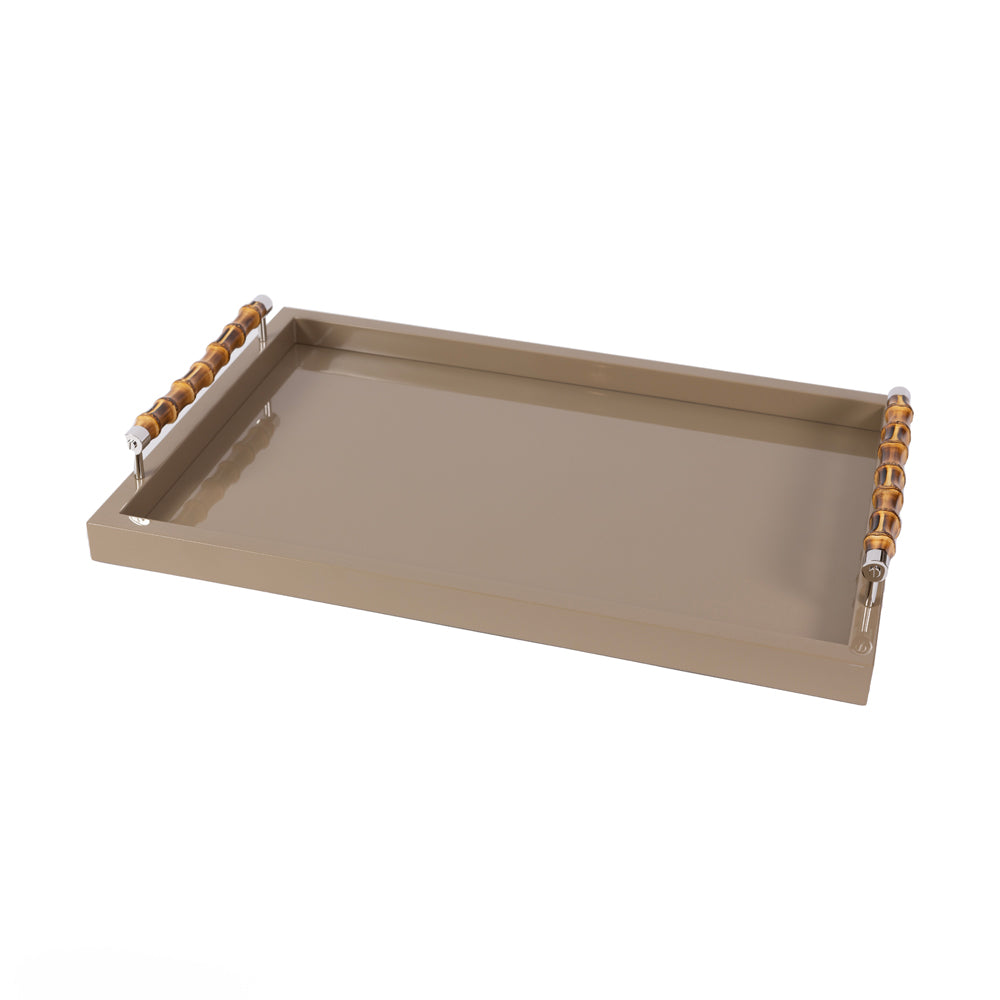 Vizon Rengi Lake Bambu Saplı Tepsi 60x40 cm