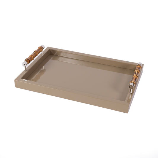 Vizon Rengi Lake Bambu Saplı Tepsi 46x31 cm