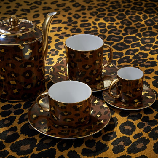 Leopar Desenli Porselen Kahve ve Çay Kupası