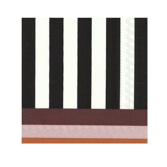 Siyah Beyaz Çizgili Kokteyl Peçetesi