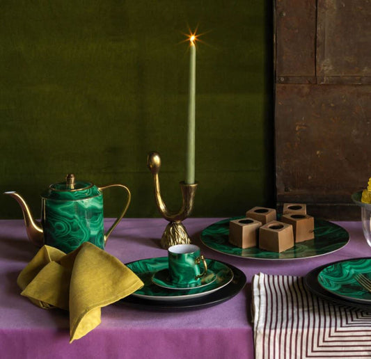 Malachite 4'lü Porselen Tatlı Tabağı