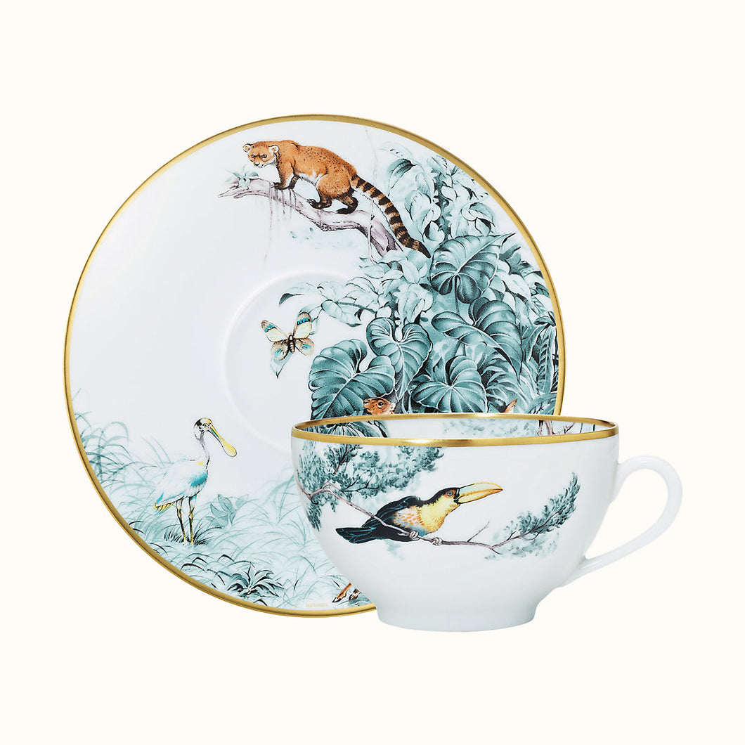 Hermès Carnets D'equateur 2'Li Çay Fincanı ve Tabağı